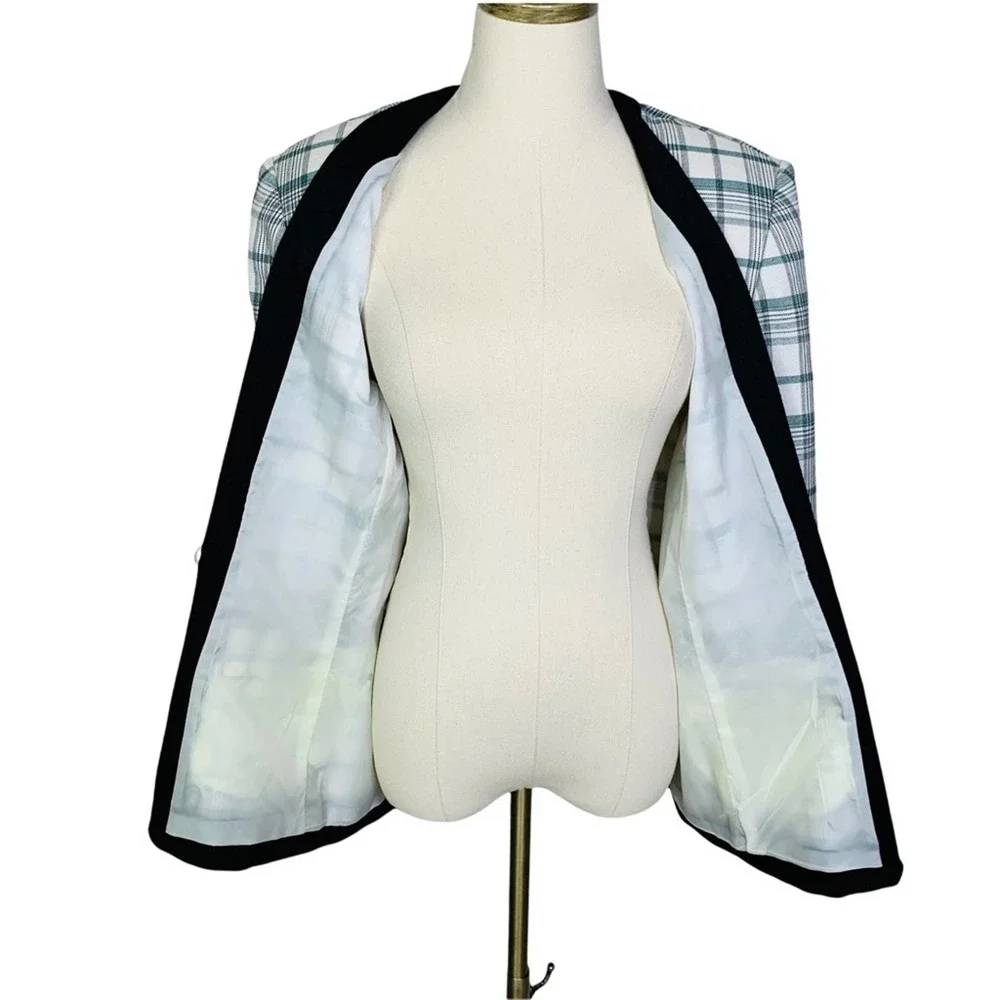 Vintage Plaid Double Breasted Blazer Jacket sz 10 | 2749 - Picture 8 of 9